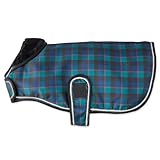 Pet Passion Dog Raincoat Faux Fur Trimmed Lined and Water Resistant Pet Jacket, Black Watch Plaid, Medium