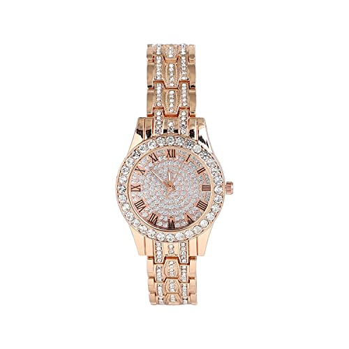 Image of Haute Sauce Women's Embellished Analog Dial with Stainless Steel Strap | Battery Power | Foldover Closure | Quartz Movement | Fashion Wrist Belt Watch for Female and Girls