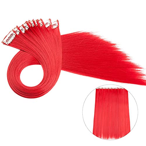 Miniatura 2 de Extensiones de cabello lacio de 22 pulgadas, 12 piezas de extensiones de cabello sintético con clip para mujeres, niños y niñas, color rojo