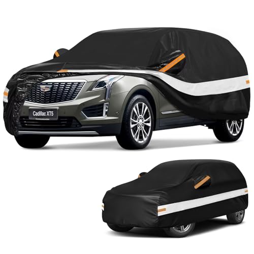 Image of 10 Layers SUV Car Cover Custom Fit for Cadillac XT5, SRX (2016-2026), Waterproof All Weather for Automobiles, Outdoor Full Cover Sun Dust Rain Protection with Cotton. Black