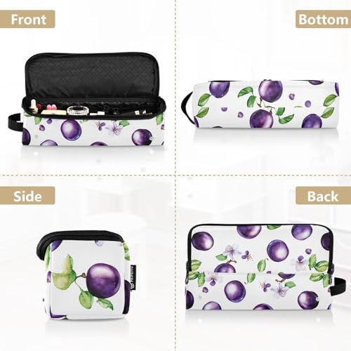 Bolsa de viaje para herramientas de cabello para mujeres con tapete resistente al calor, organizador para plancha, herramientas calientes y accesorios de cuidado capilar, divertido diseño de ciruela blanca miniatura 5
