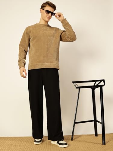 Image of Thomas Scott Men's | Solid | Boot Cut | Wide Leg | Breathable Fabric | Mid Rise | Loose Fit | Polyester Blend | Elasticated with Drawstring | Trouser | Pants
