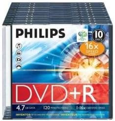 Philips DVD+R 4.7 GB 10-Pack Slim Case 16X