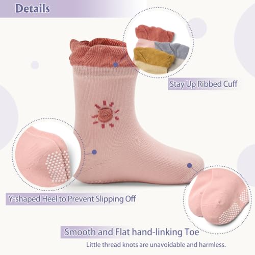 Baby Boys Socks Cotton Crew Toddler Socks with Grips Anti Skid Bottom Socks 6 Pack2