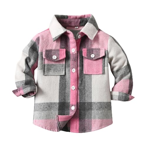 FGUUTYM Giacca casual a maniche lunghe con colletto a quadri arricciato, per bambini e medi in primavera e romanzi storici giovanili, Colore: rosa., 4-5 Jahre