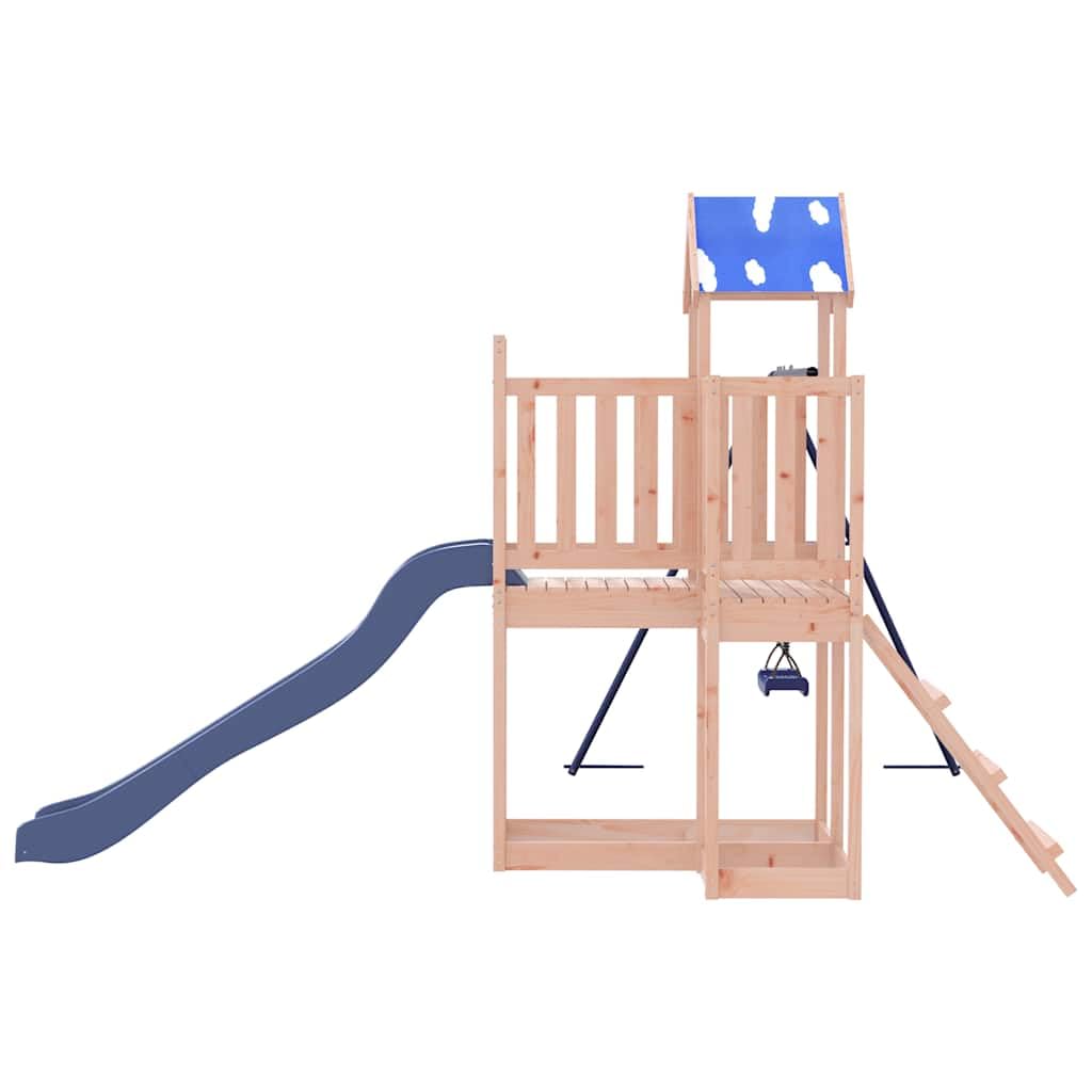 Spielturm Massivholz Douglasie mit Wellenrutsche und Schaukel, Gartenspielzeug Outdoor mit Sandkasten, Klettergerüst und Strickleiter für Kinder, Stabiler Spielplatz für Bewegung und Motorik