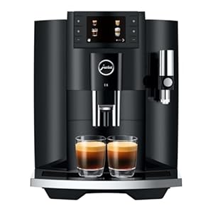 Jura E8 Automatic Coffee Machine with 17 Coffee Specialties, 3.5-Inch Color Display, and 3D Brewing Technology (Piano Black)