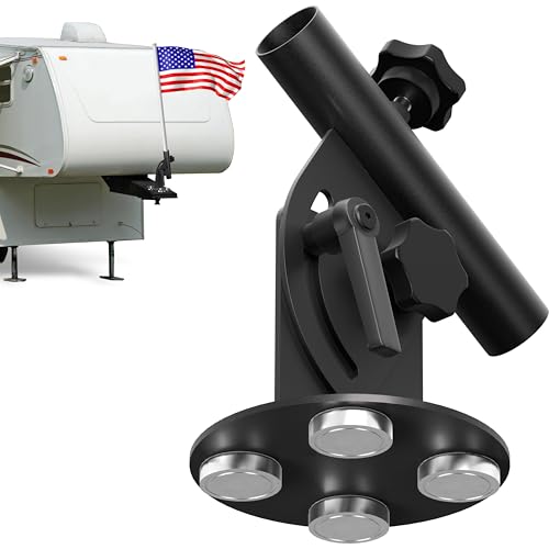 CHICAURA Magnetic RV Flag Pole Holder for 5th Wheel Trailer Hitch No-Drill Heavy Duty Camper Flag Mount 90 Adjustable 500 LBS Pull Force for Travel Trailer Truck & Tailgating