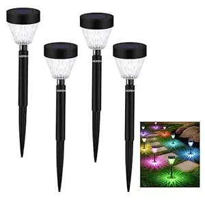 Homehop Solar Light Outdoor LED Decorative Waterproof Automatic Wireless Bollard Ground Lamp for Pathway, Home Garden Driveway Lawn (ABS, 7 Multicolor Mode)