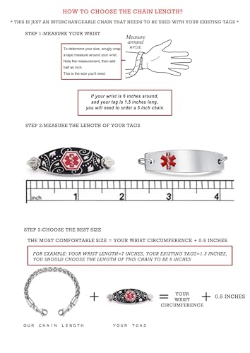 LinnaLove Stainless Steel Interchangeable Chain for Medical Alert id Bracelets for Women and Men2