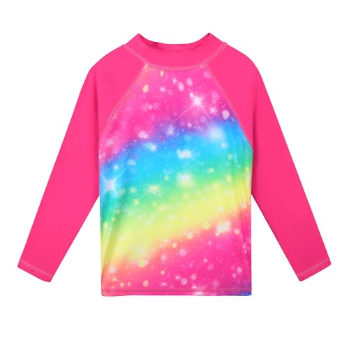 Image of Girls Two Piece Swimsuit Long Sleeve Floral Bathing Suit UPF 50+ Summer Beach Swimwear