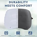Hikenture Camping Pillow Ultralight, Inflatable Pillow with Removable Cover, Compact Portable Backpacking Pillow, Ergonomic Blow Up Camp Pillow, Washable Air Pillow for Hiking, Beach, Travel (Grey) - Image 2