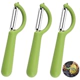 3PCS Pelador Universal, Pelador De Patatas, Tomate y Kiwi, Frutas y Verduras Multifuncional, Pela Patatas Y Verduras Con Cuchilla Giratoria Acero Inoxidable, Patatas Y Tomates Antideslizante