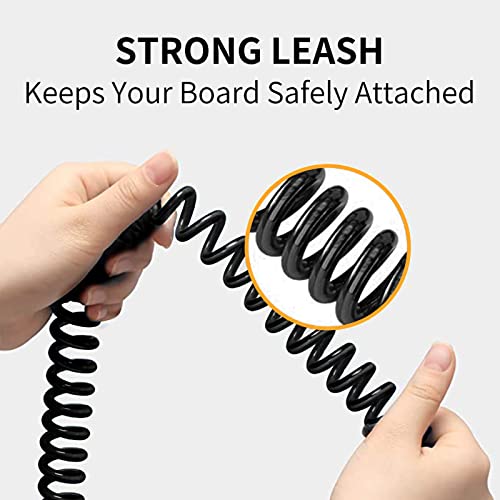 Foto von XSHAO® 2 Stück Sup Leash, 5.5MM 10 Füße Surfboard Leash mit Fußschlaufe Klettverschluss für Stand Up Paddle Board und Surfboard - Schwarz