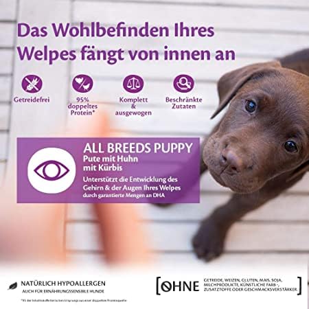 Wellness CORE 95% 6 x 400g, Huhn & Truthahn – Hundefutter Nass, stückige Pastete für Welpen, getreidefrei, natürlich, hypoallergen, proteinreich, hoher Fleischanteil