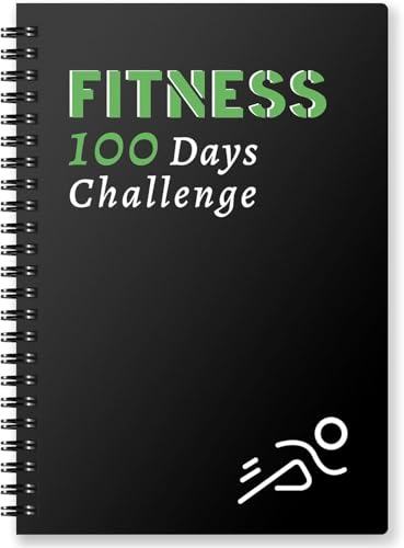 Harphia Fitnessjournal - 100-Tage Workout-Planer. Ein A5-Notizbuch (5,5 x 8,2 Zoll) als Fitness-Tracker, geeignet für alle Trainingsanfänger und -profis, ob zuhause oder im Fitnessclub. - Schwarz