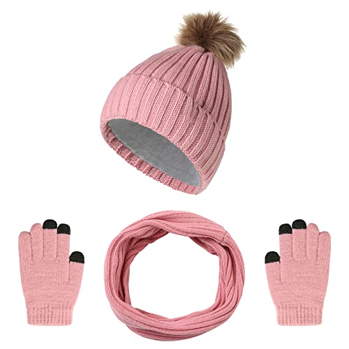 Femmes Ensemble d'hiver Trois Pièces Tricotés Bonnet Écharpe et Gants Femme Chauffant Bonnet Écharpe Chaude et Gants tactiles à 3 Doigts Cover