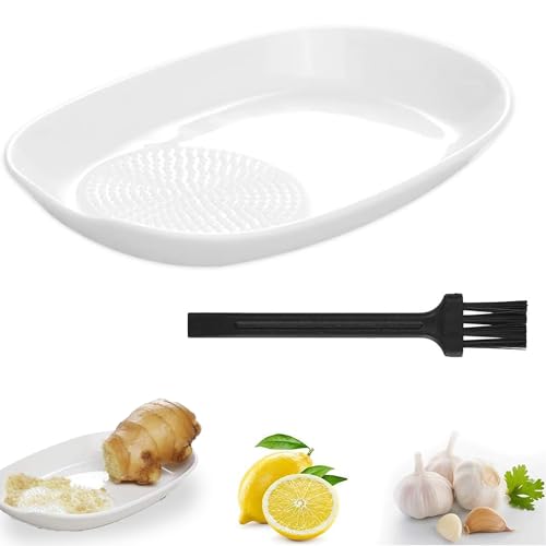 Rallador De Ajo, Rallador De Cerámica, Rallador De Jengibre, Plato Para Rallar Con Cepillo, Rallador De Wasabi, Puré De Verduras, Rallador Con Ranura Colectora, Apto Para Lavavajillas Para Jengibre