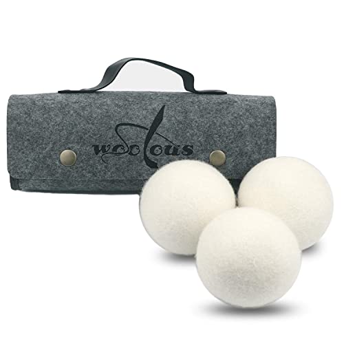 Bolas de secadora de lana reutilizables Woolous-XL Paquete de 3 - Bolas de secadora de ropa de ovejas de Nueva Zelanda - Bolas de secadora naturales perfectas para reducir las arrugas y reducir Cover