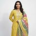 Vibha Fashion Designer Heavy Faux Georgette With Heavy Embroidery 5 mm Sequence Work Full Sleeve Kurta Palazzo Dupatta Set For Wedding Party Wear (US, Alpha, Large, Yellow)