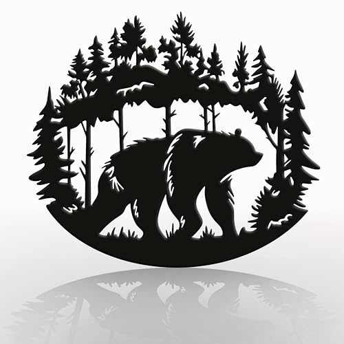 DIMARONGTON Bear Mountain - Decoración de pared de metal de oso de 13 x 11 pulgadas, decoración de cabaña de bosque y oso, regalos de oso negro, decoración de casa de campo, decoración rústica de oso