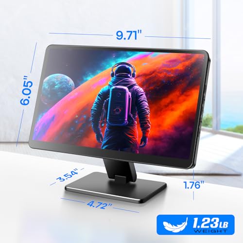 Image of Touch Screen Monitor with Case,ROADOM 10.1'' Raspberry Pi Screen, IPS FHD 1024x600,Responsive and Smooth Touch,Dual Built-in Speakers,HDMI Input,Compatible with Raspberry Pi 5 /4 /3 /Zero,Versatile Stand