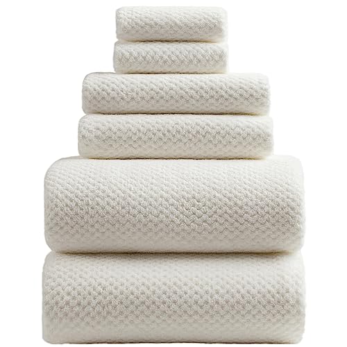 HVMS Oversized Bath Towels Extra Large 40x80 Inches Bath Sheets for Adults Super Soft Quick Dry Highly Absobent Microfiber Shower Towels (White,6 Piece)…
