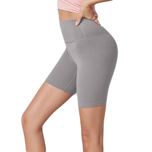 Biker Shorts for Women – 7" High Waisted Tummy Control Workout Yoga Running Shorts Grey Large-X-Large