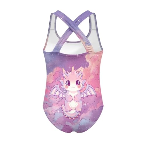 Image of Girls One Piece Swimsuits Axolotl Cross Back Swimwear Beach Summer Quick Dry Beach Bathing Suit