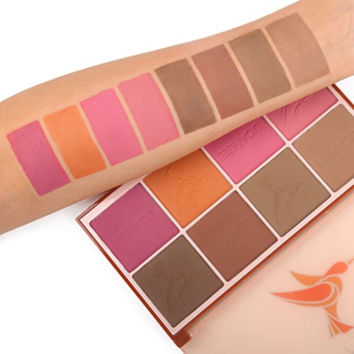 Ucanbe 8 Color Blush Contour Makeup Palette - Versatility Face Shaping, Pigmented Matte Smooth Natural Long Lasting Powder Bronzer Blushing Pallet #TOP1