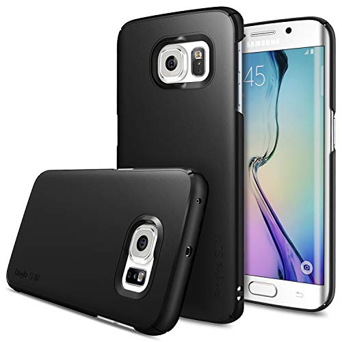 Ringke Slim Compatible with Galaxy S6 Edge Case Snug-Fit Slender Tailored Cutouts Lightweight & Thin Side to Side Edge Coverage Superior Coating PC Hard Skin for Galaxy S6 Edge - SF Black