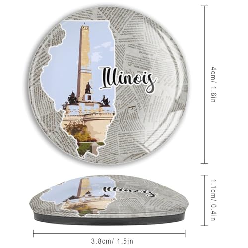 Aimants en verre pour réfrigérateur Illinois lot de 4 tableau blanc