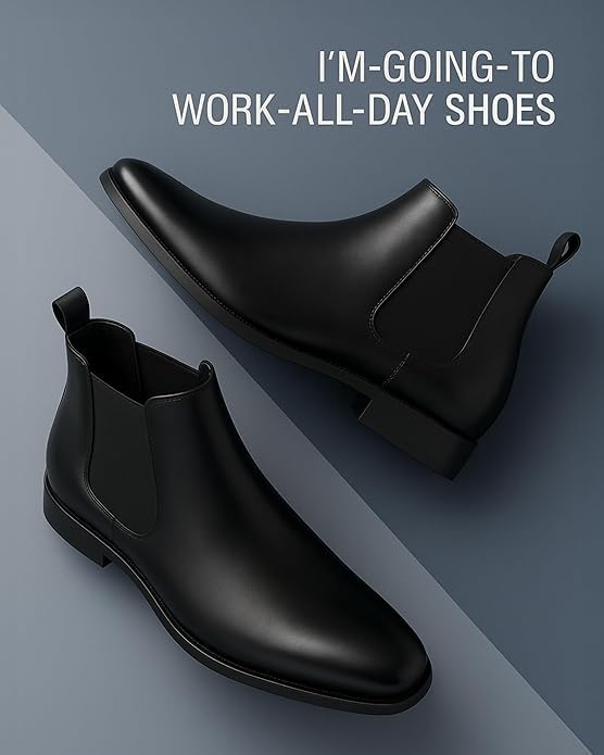Generic Men's Black Slip-On Dress Shoes - Image 5