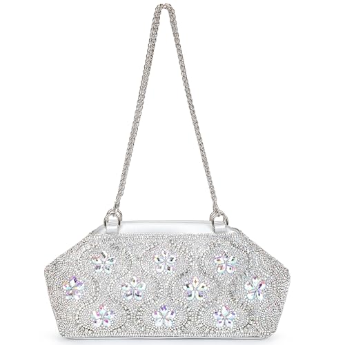 Image of BBTT.ful Flower Evening Handbags Crystals Clutch Purses Rhinestone Shoulder Crossbody Bag
