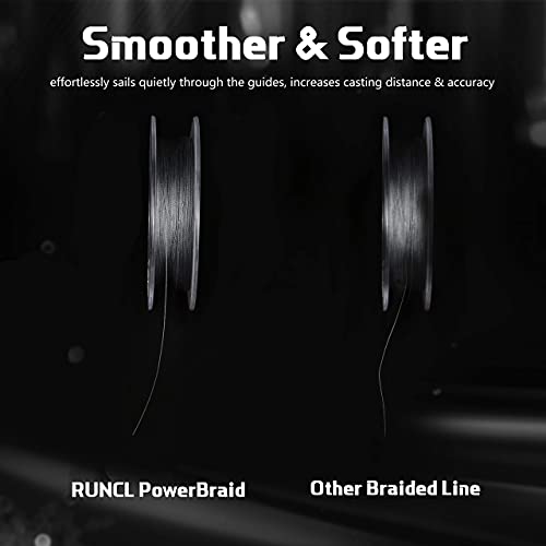 Image of RUNCL PowerBraid Fishing Line 4 /8 /9 Strands, Braided Fishing Line 300 /500 /1000Yds - Seamless Weaving Tech, Enhanced Coating Tech, Zero Stretch, High Sensitivity, Smaller Diameter - Braid Line 15-115LB