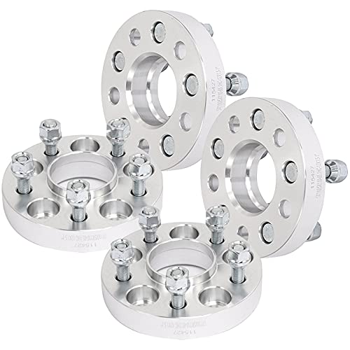 WHEELTECH 5x110 Hubcentric Wheel Spacers 1 inch Thick Hub Bore 65.1mm with 12x1.5 Studs Wheel Spacers Fit for G6 2005-2010 for Catera 1997-2001 - Silver 5 Lug Wheel Spacers 4Pcs