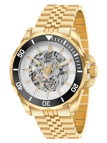 Image of French Connection See Through Silver Round Dial with Gold Stainless Steel Strap Automatic Watch for Mens - FCA22GM