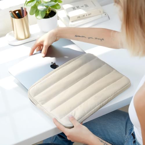 Image of ZORBES Waterpoof Laptop Bag 14.1 inches Travel Cute Puffy Soft Laptop Bag Plush Soft Lining Anti-Scratch