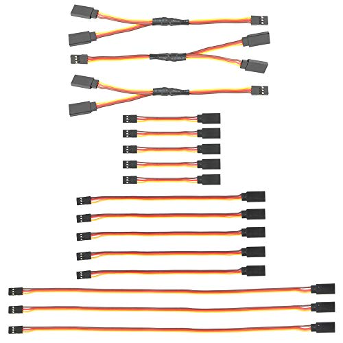 GTIWUNG 16 Pezzi Servo di Estensione per RC, 75/150/300mm Servo Extension Cable JR connettore Spina, 1 to 2 Y Cavo Filo da 150mm 3 Pin JR Maschio e Futaba Femmina per RC Droni Elicotteri Auto