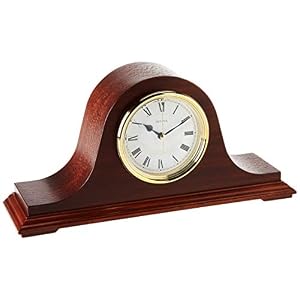 Bulova B1929 Bulova Annette I Chiming Mantel Clock, Model B1929 | Classic Mahogany Finish | Westminster Melody on the Hour | Battery Powered I Chiming Clock