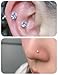 Lsnevsie 18G Threadless Push in Nose Rings Studs Flat Back Studs Earrings Surgical Stainless Steel Opal Nose Rings Stud Tragus Helix Conch Cartilage Earrings Piercing Jewelry For Women Men 7MM Bar