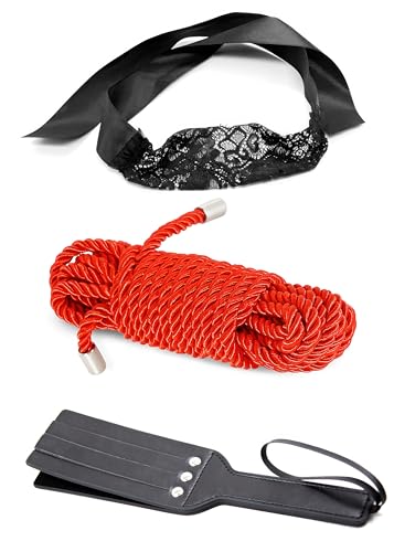 Silk Soft Rope Braided Rope, Lace Mask for Women, Faux Leather Paddle for Adults, Short Paddle 9.5