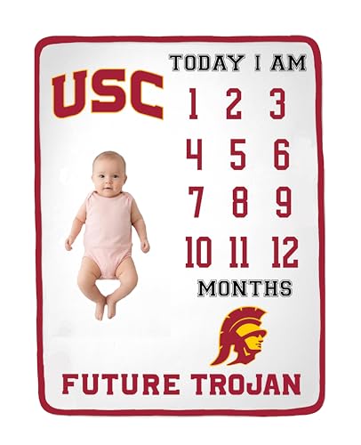 Future Tailgater Collegiate Licensed Baby Milestone Blanket (USC Trojans)