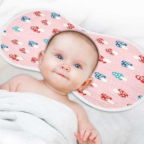 Kigai Mushroom Burp Cloths for Baby 4-Layer Cotton Muslin Burping Cloths 22x11 inch Super Soft & Absorbent Spit Up Burp Rags for Newborn Boys Girls 1 Pack4