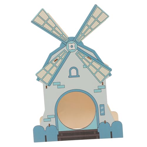 FONDOTIN ハムスターの風車小屋 コープ おもちゃ モルモット ねずみ ゴミ 隠れ家 犬 愛らしいネズミの家 ハムスターの供給 耐摩耗性ラットハウス 家庭用ラットハウス 木製 Blue