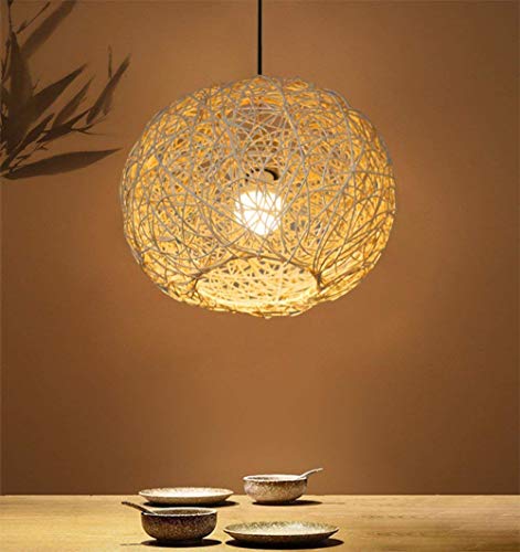 Lustre en rotin tressé de style plafonnier suspendu industriel pour chambre