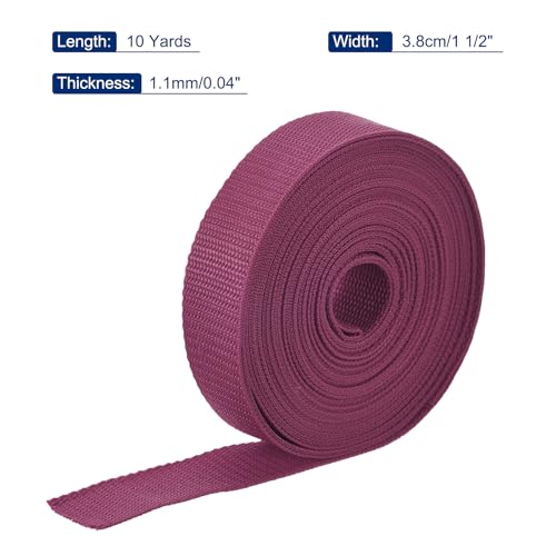 Image of MECCANIXITY Lightweight Polypropylene Webbing Strap 1.5 inch 10 Yard Backpack Strapping Band Dark Red for Outdoor Luggage Cargo Straps