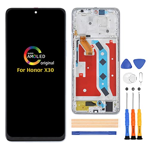 A-MIND for Huawei Honor X30 Screen Replacement Touch Screen Digitizer for Honor X30 ANY-AN00 LCD Display Full Assembly Repair Kits,with Tools(Sliver with Frame)