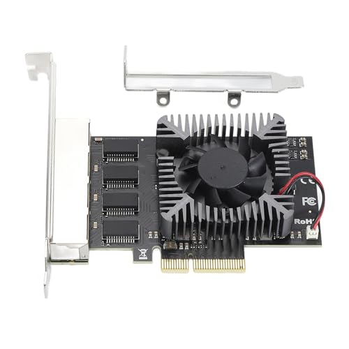 4 Puertos PCIe Tarjeta de Red Ethernet, Adaptador de Interfaz Gigabit Ethernet 100/1000/2500Mbps con 8 Indicadores LED, RJ45, Ranuras X4, X8, X16, compatible con Linux miniatura 2