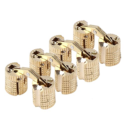 VIFERR Cerniere a Scomparsa 8mm 4Pcs Cerniere Nascoste in Ottone Angolo di Apertura 180° Cerniera a Barile per Armadietti Mobili Mano Portagioie